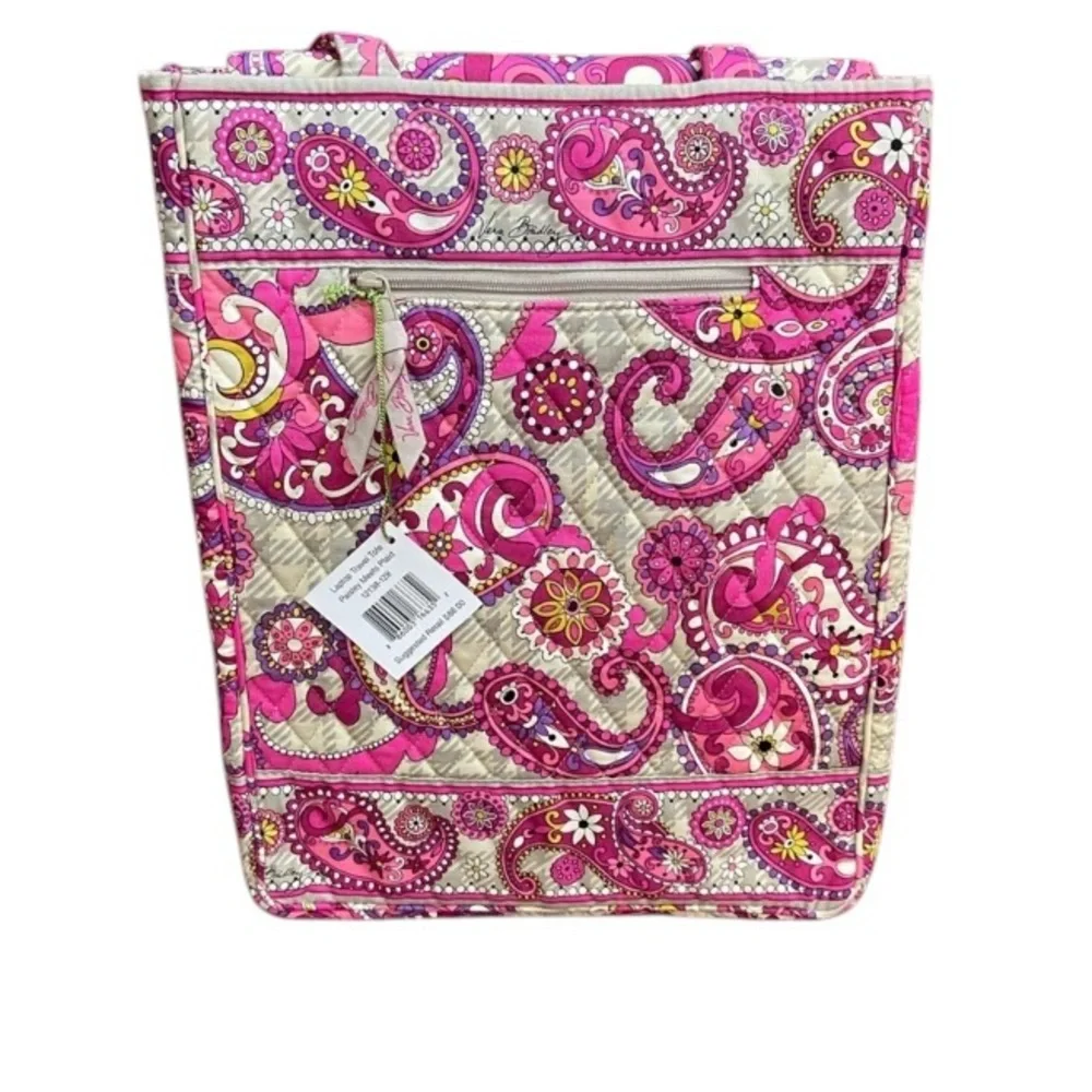 NWT VERA BRADLEY LAPTOP TRAVEL TOTE “PAISLEY MEETS PLAID” PATTERN